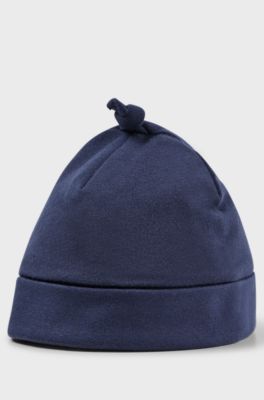 Bonnet pour b&eacute;b&eacute; en coton pur &agrave; logo imprim&eacute;, Bleu fonc&eacute;