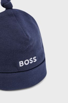 Baby hat in pure cotton with printed logo, Dark Blue