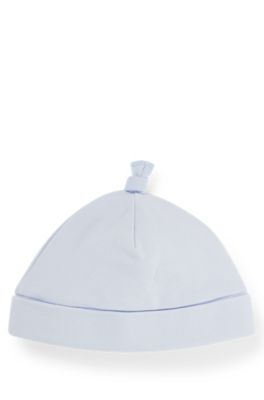 Baby hat in pure cotton with printed logo, Light Blue