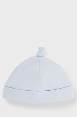 Baby hat in pure cotton with printed logo, Light Blue