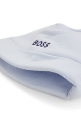 Baby hat in pure cotton with printed logo, Light Blue