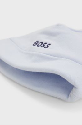 Baby hat in pure cotton with printed logo, Light Blue