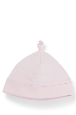 Gorro de beb&eacute; en algod&oacute;n puro con logo estampado, Rosa claro