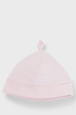 Baby hat in pure cotton with printed logo, light pink