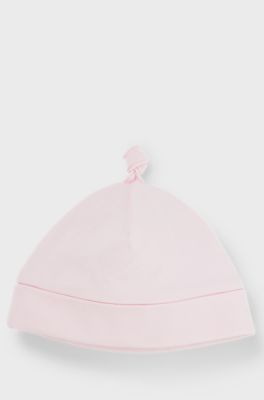 Baby hat in pure cotton with printed logo, light pink
