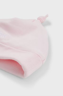 Baby hat in pure cotton with printed logo, light pink