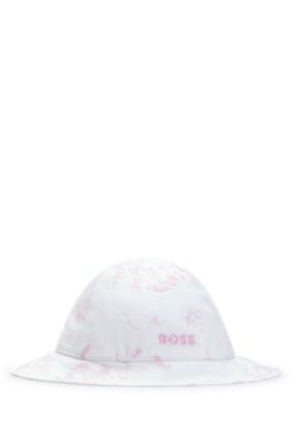 Gorro para beb&eacute; con estampado de conejitos y cierre de lazo, Blanco