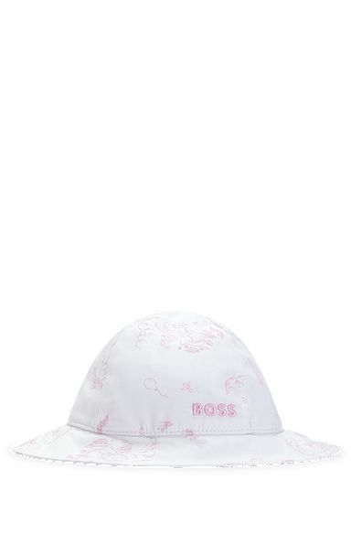 Baby-Mütze mit Kaninchen-Print und Bindeband, Weiß