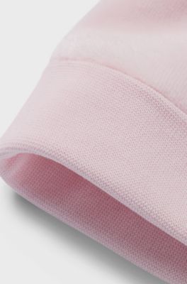 Baby hat in velvet with bow and logo, light pink