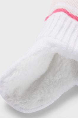 Baby hat in knitted cotton with logo and pompom, Light Pink