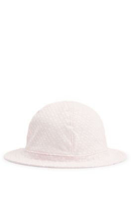 Baby reversible jersey hat with logo details, light pink