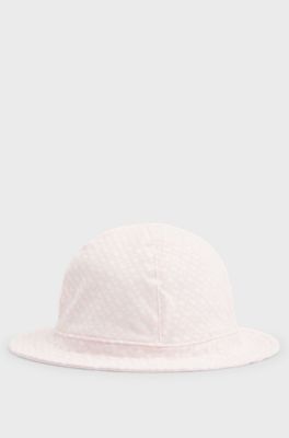 Baby reversible jersey hat with logo details, light pink