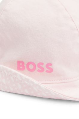 Baby reversible jersey hat with logo details, light pink