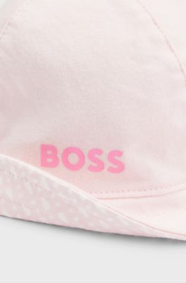 Baby reversible jersey hat with logo details, light pink