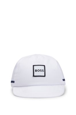 Baby cap in cotton with logo label, White