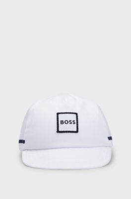 Baby cap in cotton with logo label, White