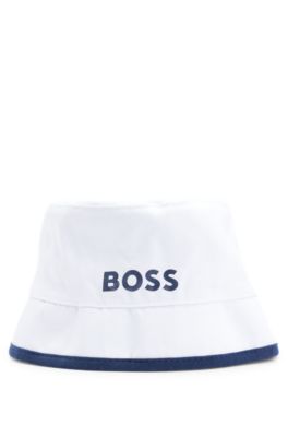 Baby reversible bucket hat with logo details, White