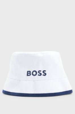 Baby reversible bucket hat with logo details, White