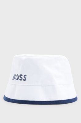 Baby reversible bucket hat with logo details, White