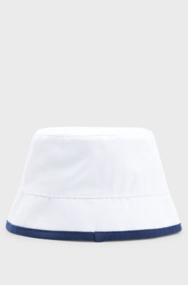 Baby reversible bucket hat with logo details, White