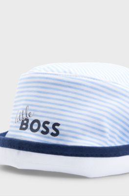 Baby reversible bucket hat with logo details, White