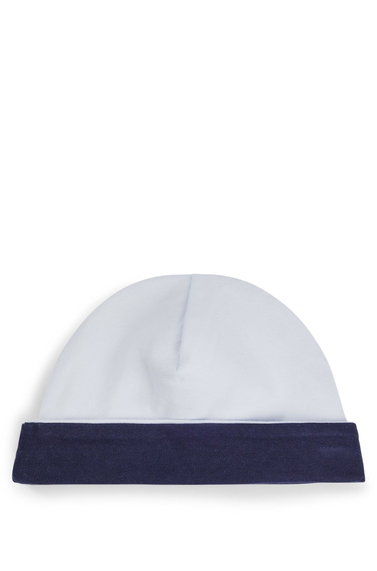 Reversible baby hat in cotton with logo details, Light Blue