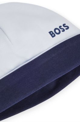 Gorro reversible para beb&eacute; en algod&oacute;n con detalles de logo, Celeste