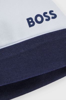 Cappello reversibile per neonati in cotone con dettagli con logo, Celeste