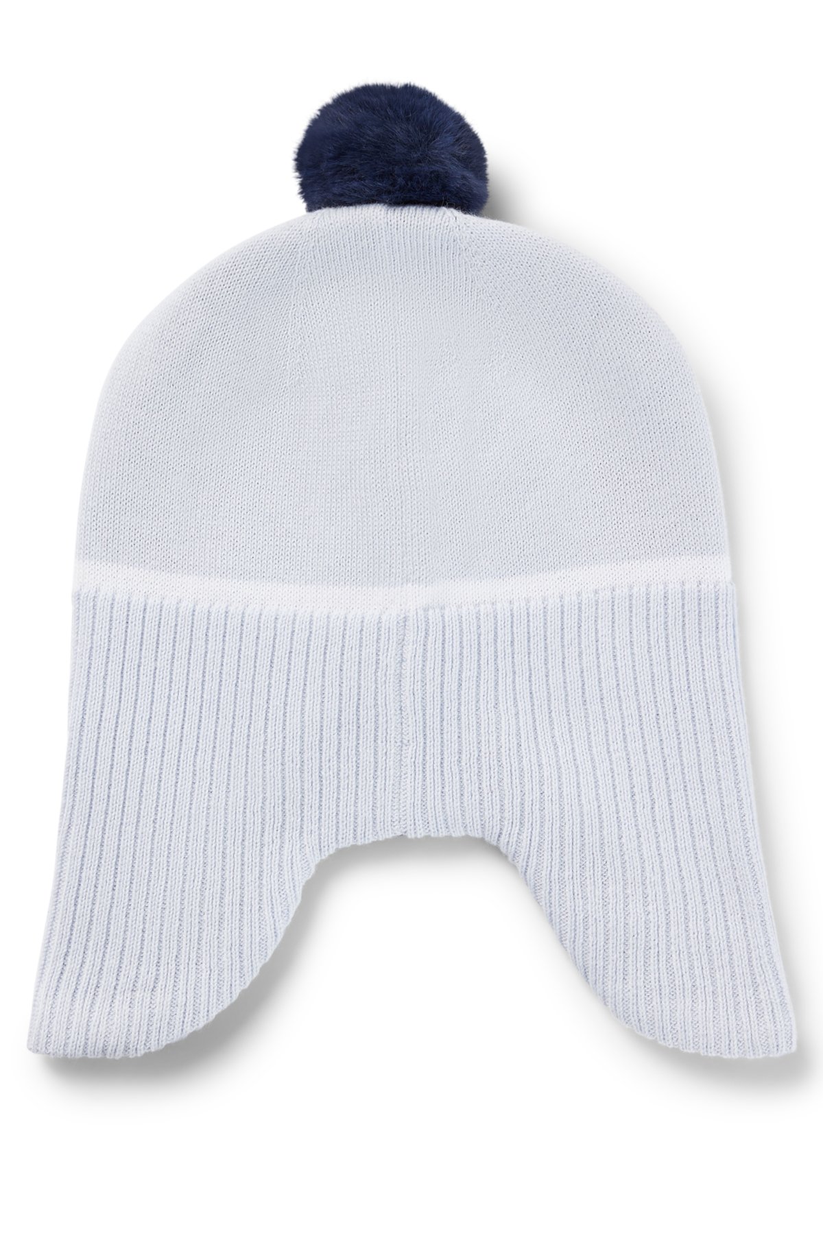 Baby beanie hat with pompom and ear covers, Light Blue