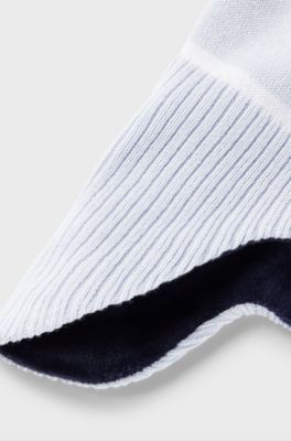 Baby beanie hat with pompom and ear covers, Light Blue