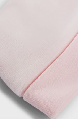 Baby hat in cotton-blend velvet with embroidered logo, light pink