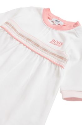 Baby dress in interlock cotton with long sleeves, White
