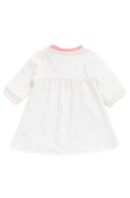 Baby dress in interlock cotton with long sleeves, White