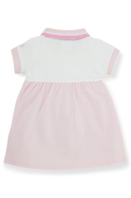 Baby polo dress in stretch cotton with logo details, light pink