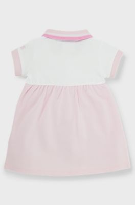 Baby polo dress in stretch cotton with logo details, light pink
