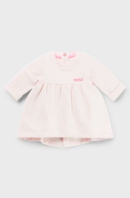 Baby dress with long sleeves and embroidered logo, Light Pink