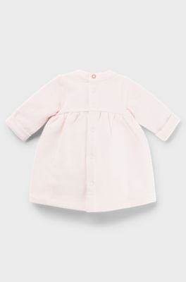 Baby dress with long sleeves and embroidered logo, Light Pink