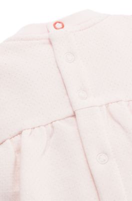 Baby dress with long sleeves and embroidered logo, light pink