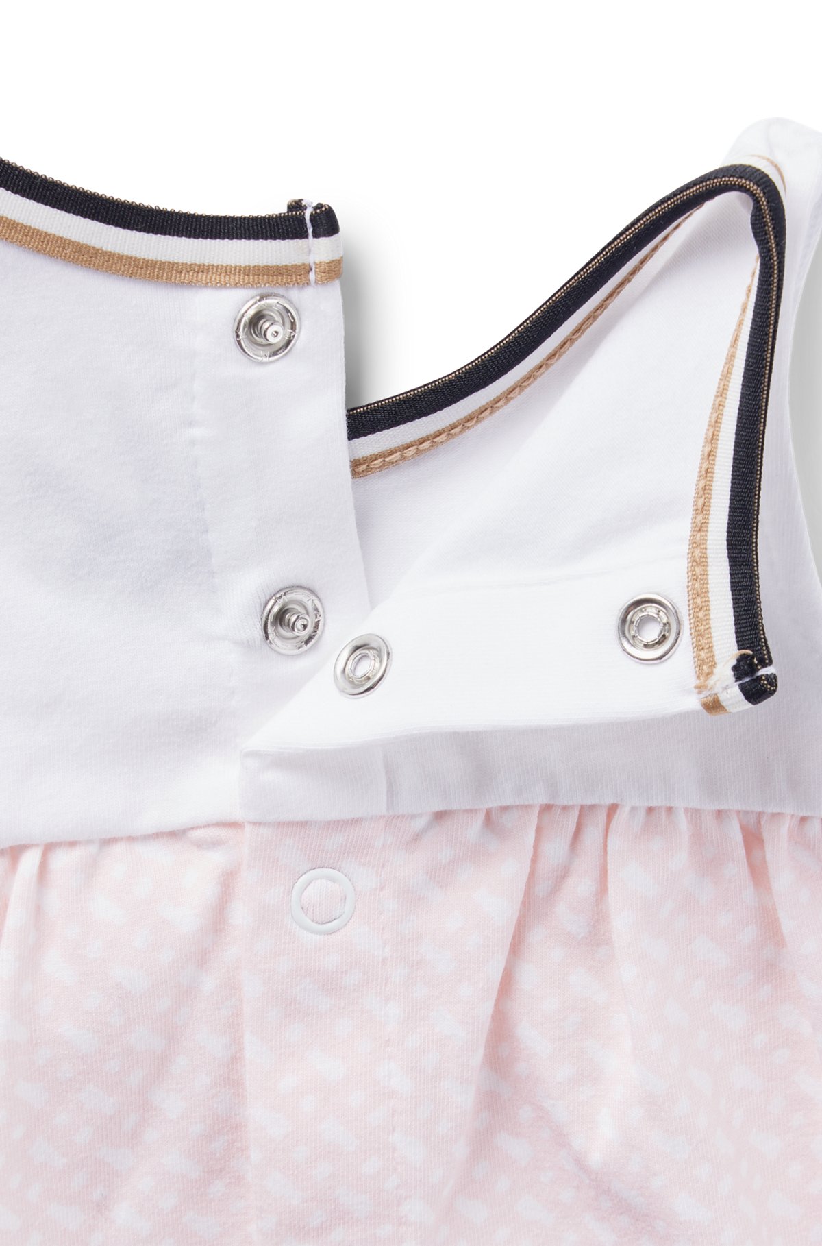 Baby dress in stretch cotton with monogram-patterned skirt, light pink