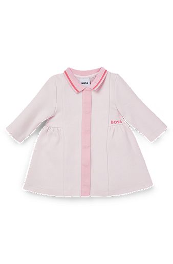 Baby polo dress with logo print, light pink