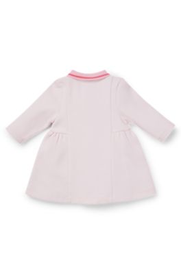 Baby polo dress with logo print, light pink