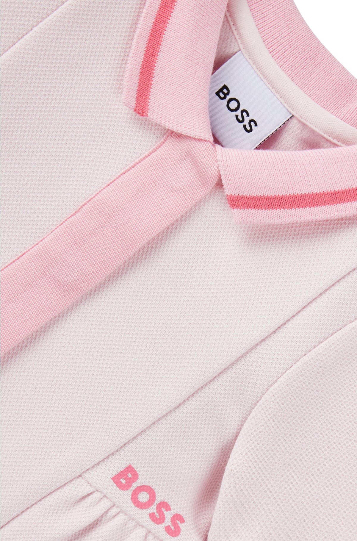 Baby polo dress with logo print, light pink