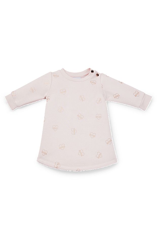 Robe en coton mélangé pour bébé avec logos imprimés, Rose clair
