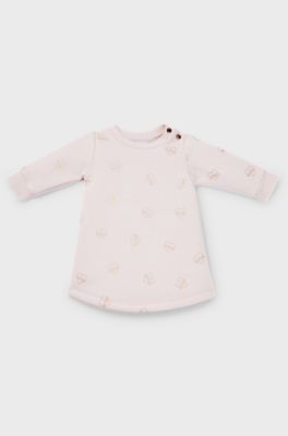 Vestido de algod&oacute;n con estampado integral de logo para beb&eacute;s, Rosa claro