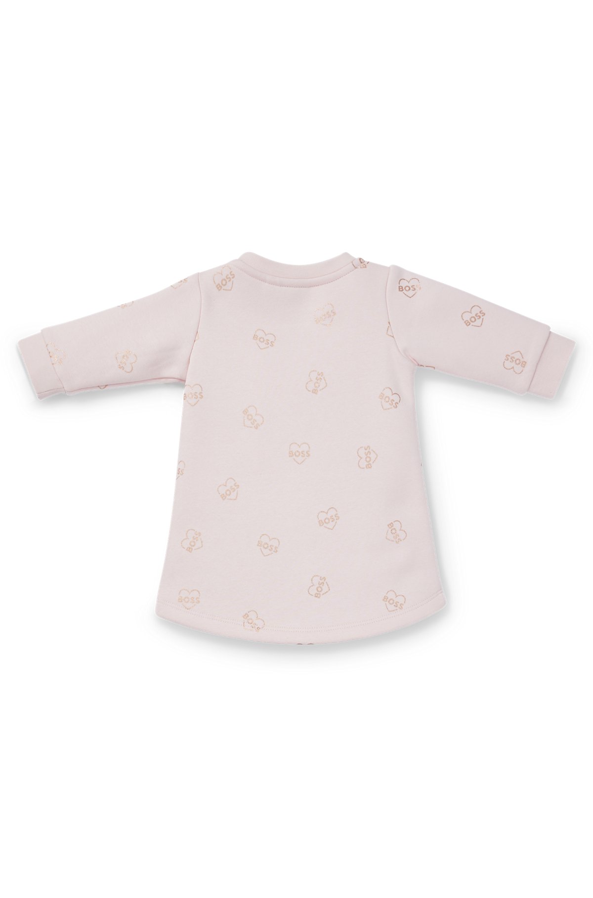 Baby-Kleid aus Baumwoll-Mix mit Allover-Logo-Print, Hellrosa