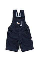 Baby dungarees in stretch-cotton with logo trims, Dark Blue