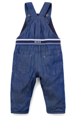 Baby denim dungarees with pocket logo, Patterned
