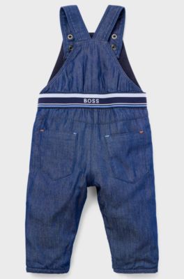 Baby denim dungarees with pocket logo, Patterned