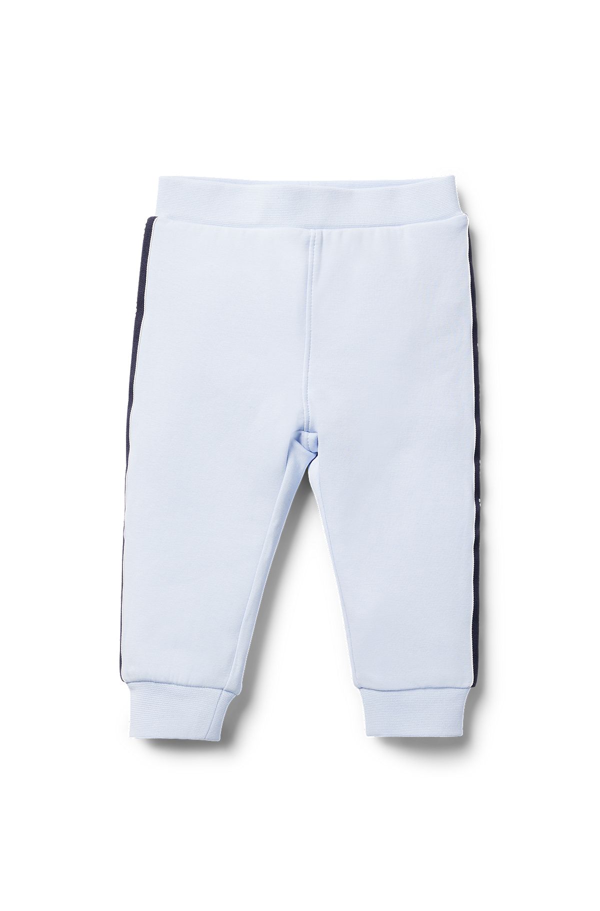 Baby tracksuit bottoms in stretch jersey with logo details, Light Blue