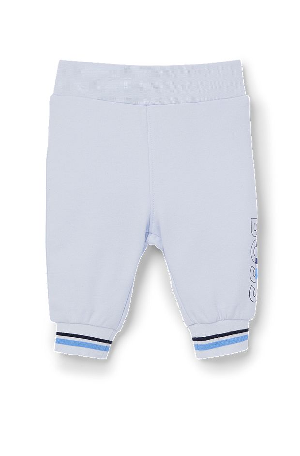 Baby tracksuit bottoms with printed and embroidered logo, Light Blue